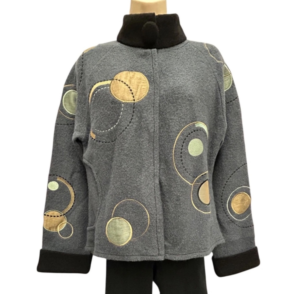 CoVelo Sweater Jacket Women Medium Blue Art to Wear Cardigan Art Teacher